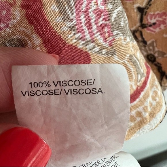 Lucky Brand Bohemian Paisley Boarder Peasant Top - Picture 2 of 8